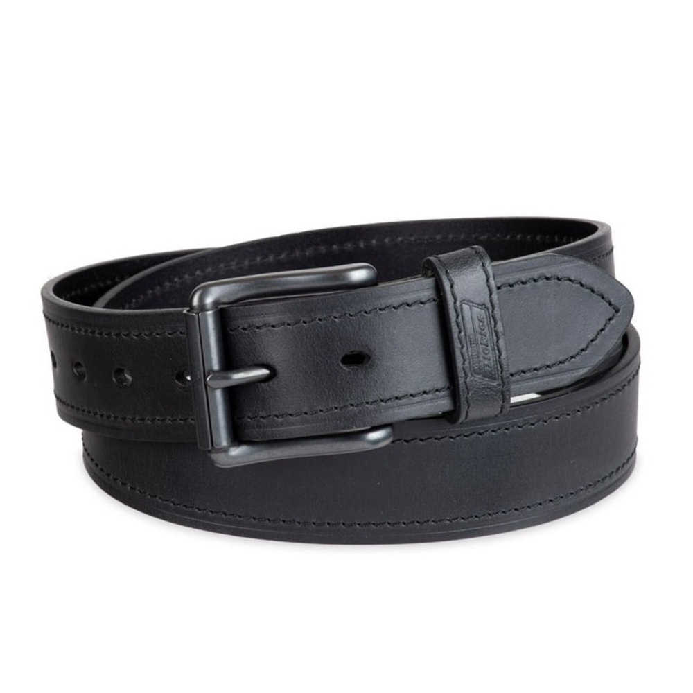 Genuine Dickies Black Leather Work Belt Dark Metal Buckle; Size: 50”-52” L; Nice
